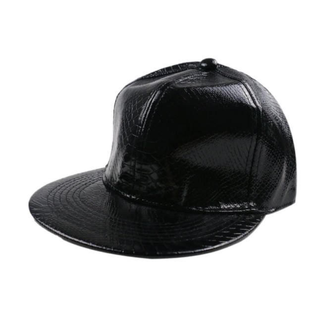 Snake pattern PU leather snapback hat