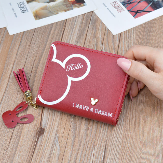 Cartoon short style tassel zipper purse