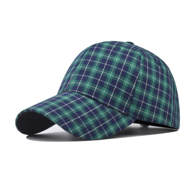 New color plaid pattern cotton baseball cap