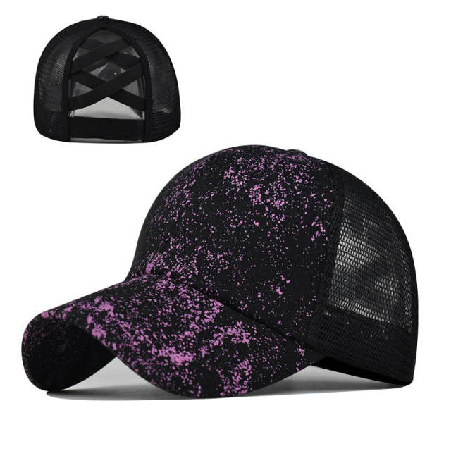 Cows printed crossover high ponytails baseball cap