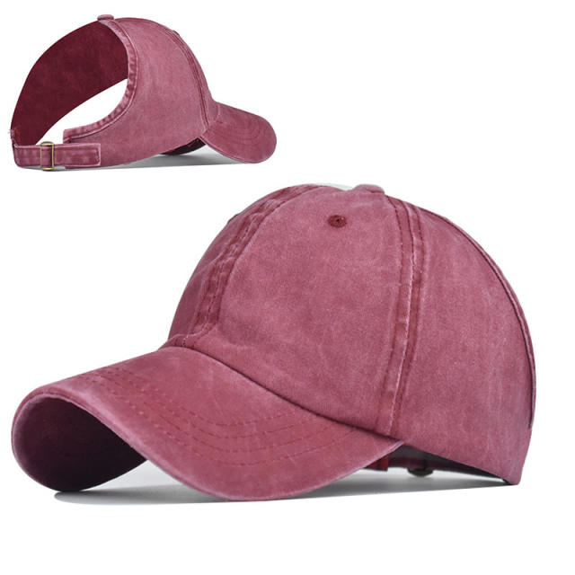 Solid color simple high ponytails baseball cap