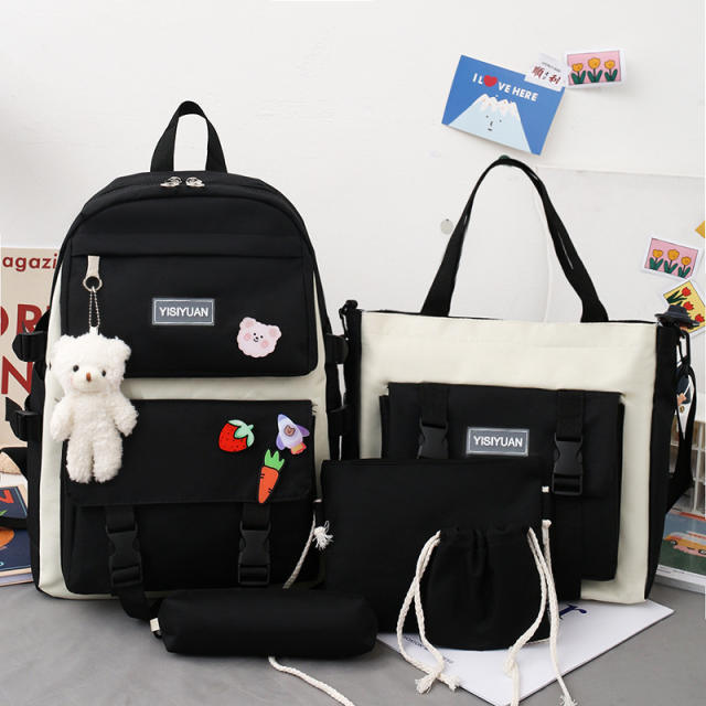 5pcs set large capacity school bag backpack