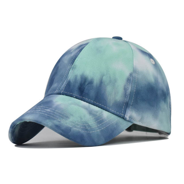 Colorful tie-dye high ponytails baseball cap