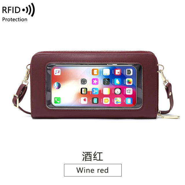 Touchscreen crossbody anti-demagnetization phone bag