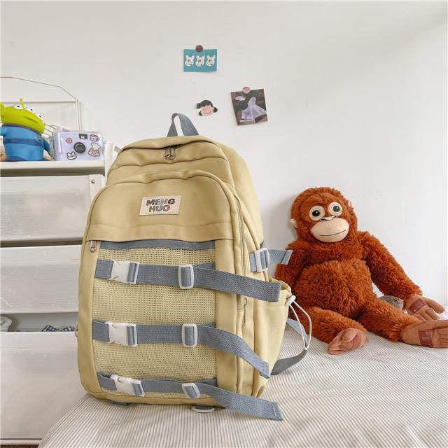 Plain color large capacity nyloy backpack