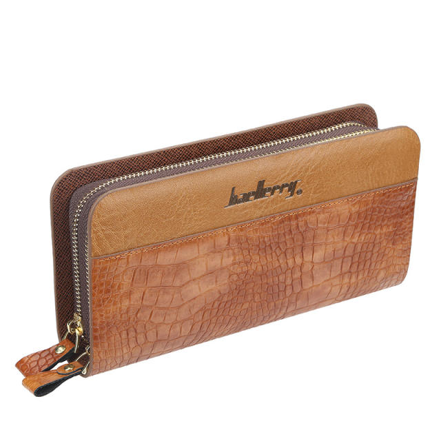 Long style plaid leather purse