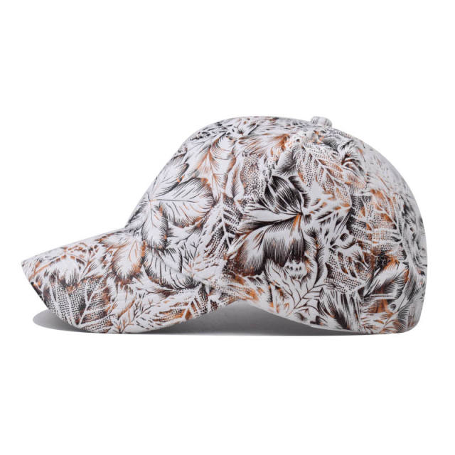 New leaf printed cotton baseball cap
