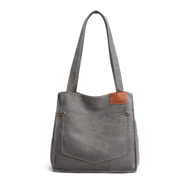 Solid color vintage canvas tote bag