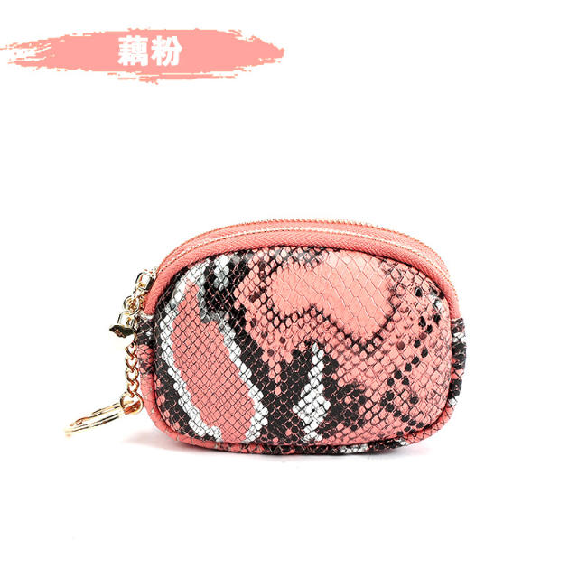 Double zipper snakeskin style purse