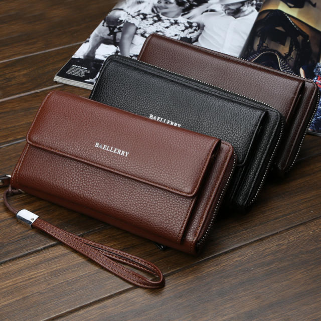 Classic multiple card hold slots leather clutch purse