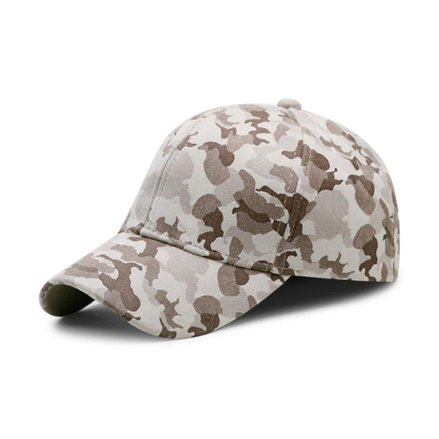 Camo suede baseball cap