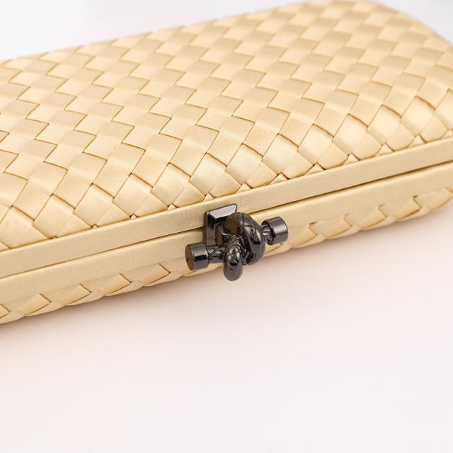 Luxury plain color braid evening bag clutch