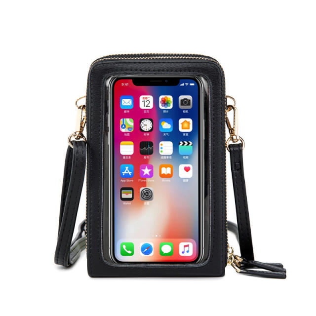 Touchscreen crossbody three layer phone bag