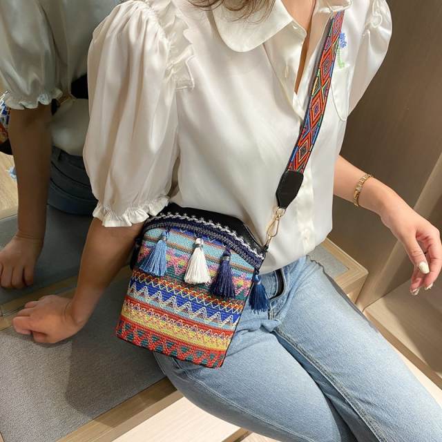 Boho tassel bucket shoulder bags