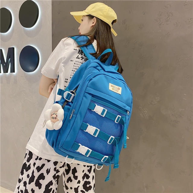 Plain color large capacity nyloy backpack