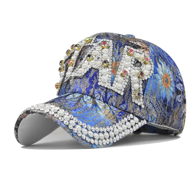 New STAR letter inlaid rhinestone cotton baseball cap