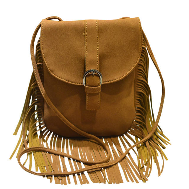 Boho frosted tassel crossbody bag