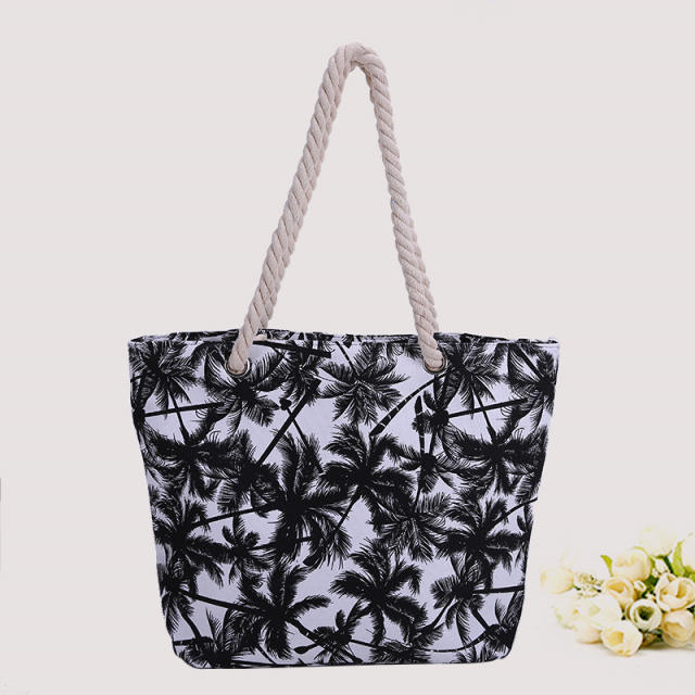 Color sunflower canvas beach tote bag