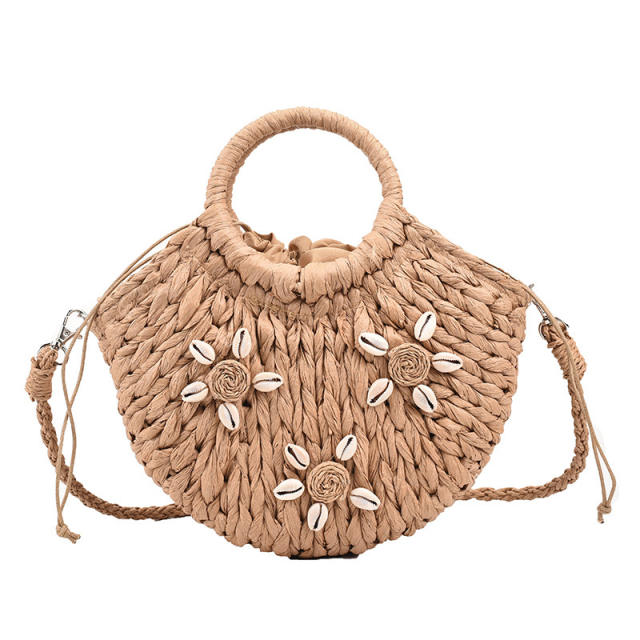 Summer shell accessory straw beach bag