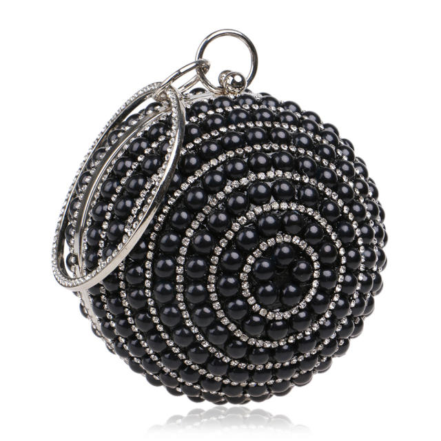 Hot sale color pearl beads ball shape evening bag