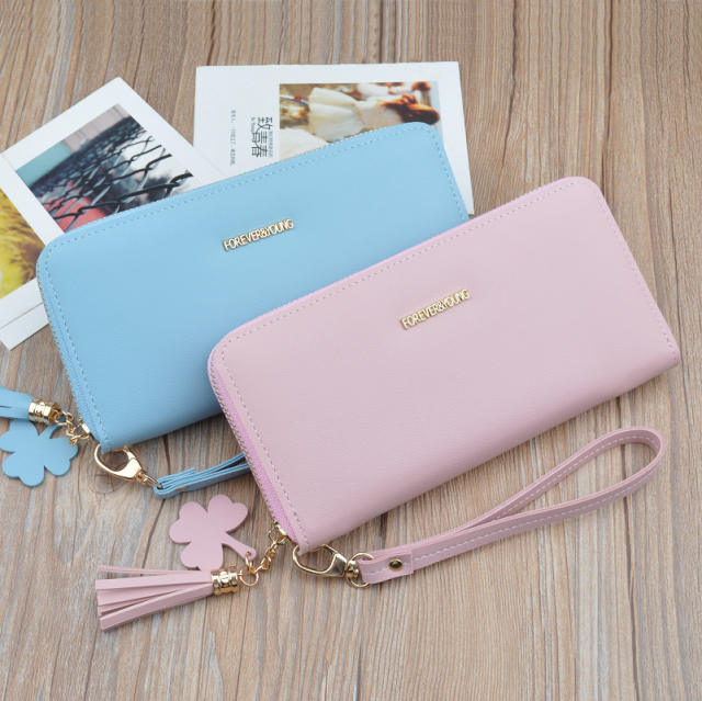 Long style tassel clover simple purse