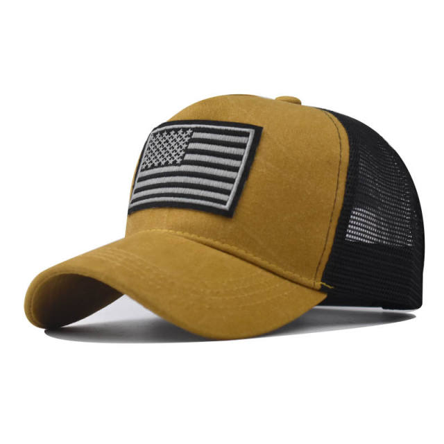 New American flag pattern breathable mesh baseball cap