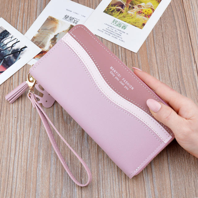 Long style zipper rabbit head tassel purse