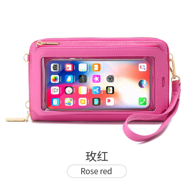 Touchscreen crossbody black mini phone bag