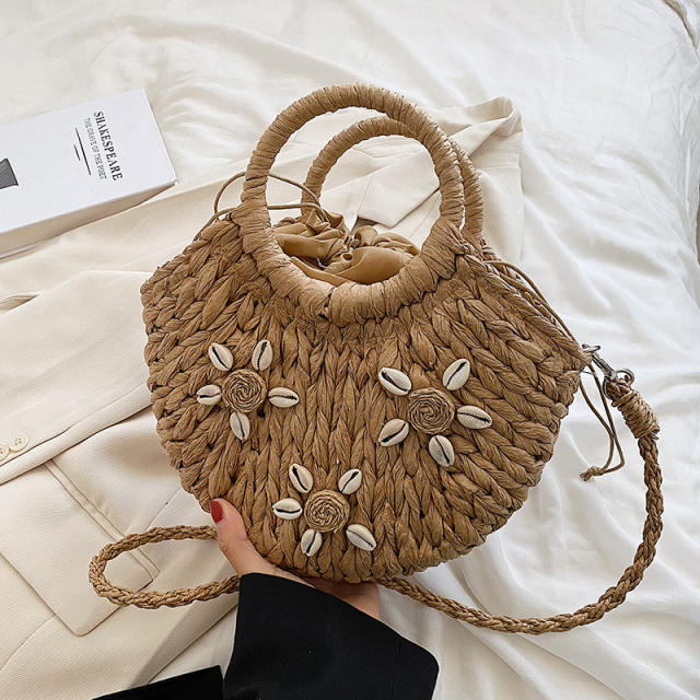 Summer shell accessory straw beach bag