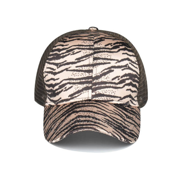 Leopard print high ponytails baseball cap