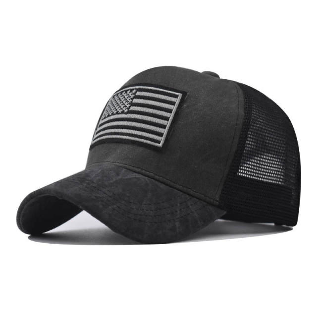 New American flag pattern breathable mesh baseball cap