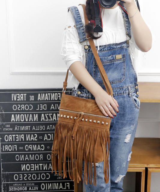 Vintage long tassel crossbody bag