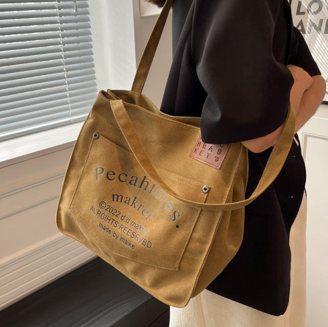 2022 letter canvas large capacity tote bag