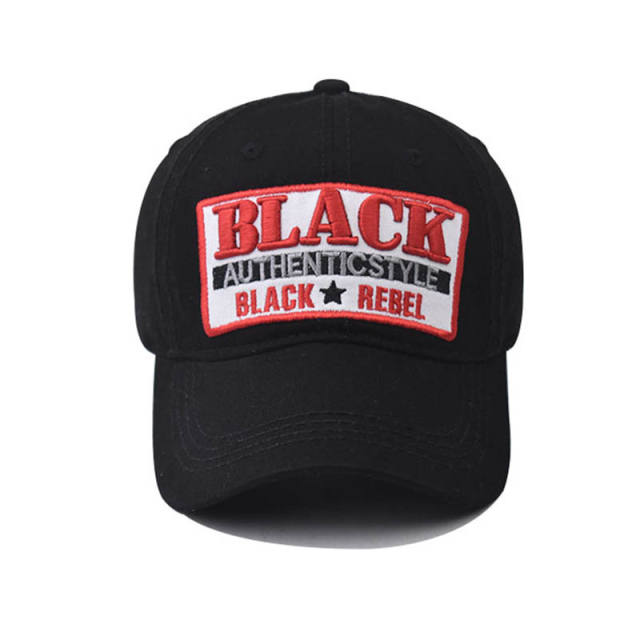 New Black embroidered cotton baseball cap