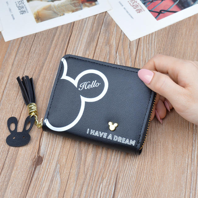 Cartoon short style tassel zipper purse