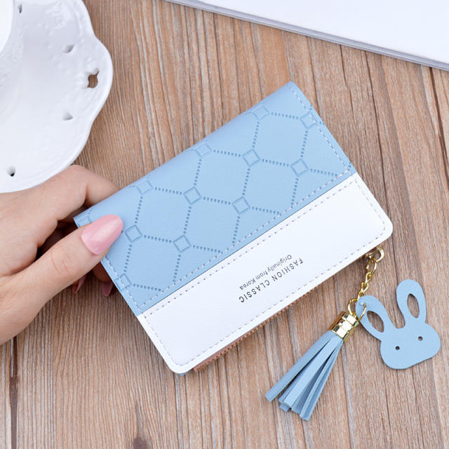 Short style zipper tassel purse