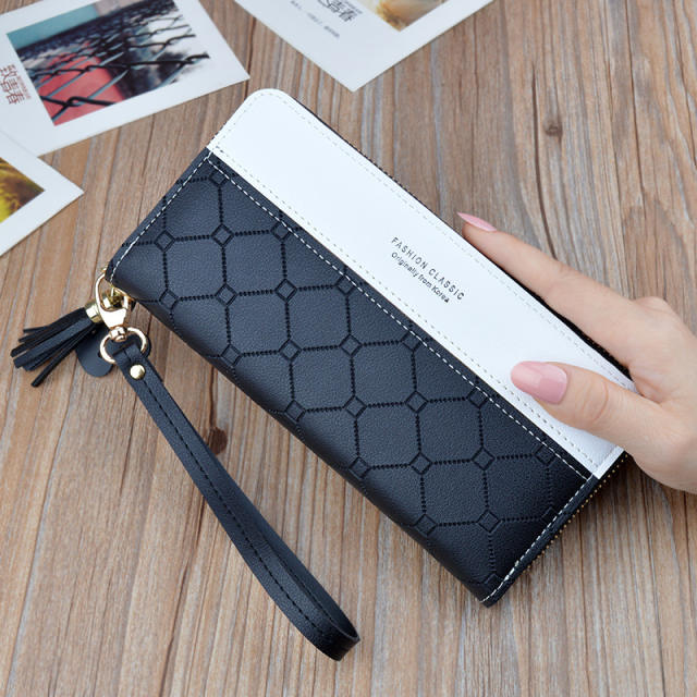 Fashion double color tassel long style purse