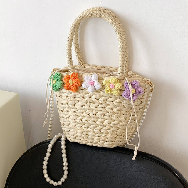 Summer design cute flower straw handbag