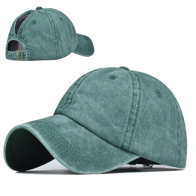 Smiple solid color high ponytails baseball cap