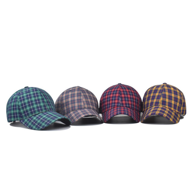 New color plaid pattern cotton baseball cap