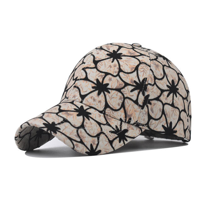 Fashion flower print cotton baseball cap