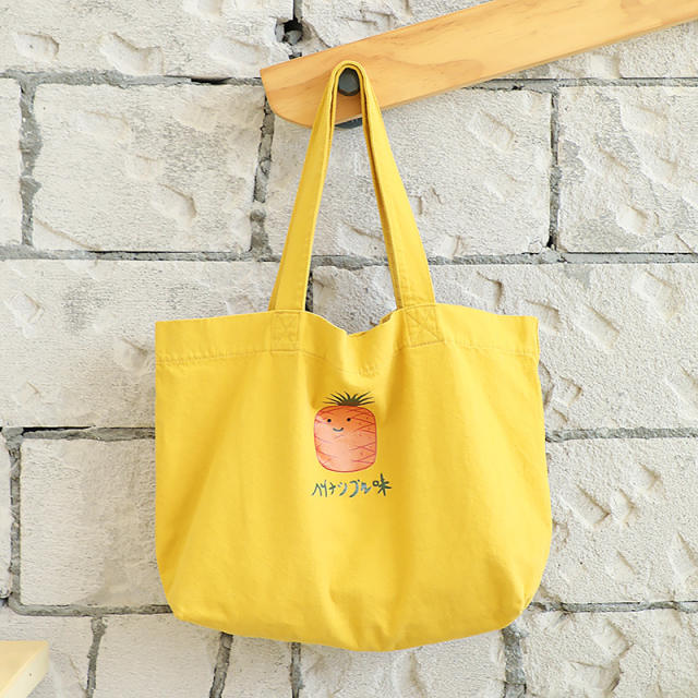 Cute pineapple canvas tote bag