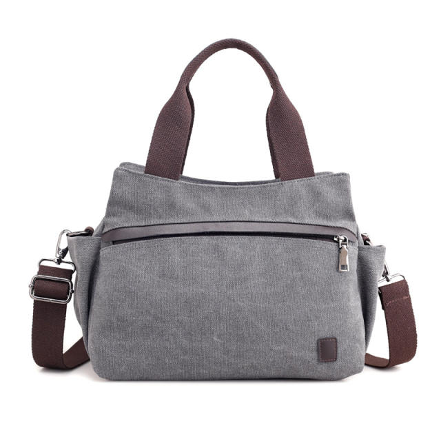 Solid color canvas handbag