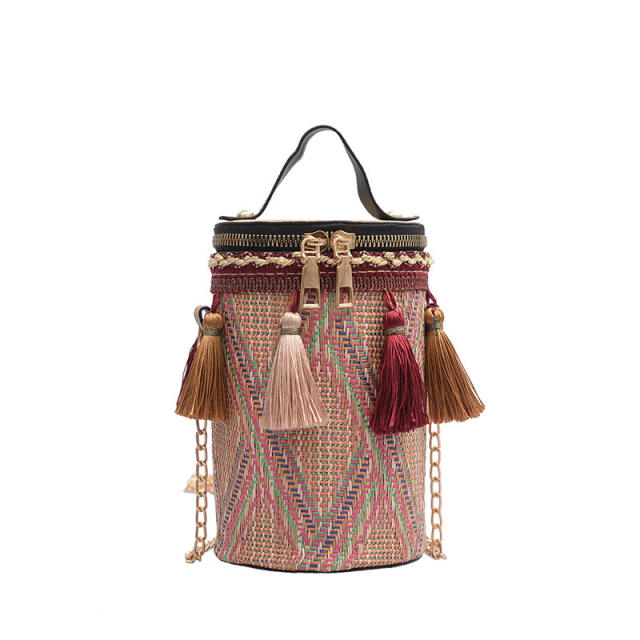 National tassel barrel bag