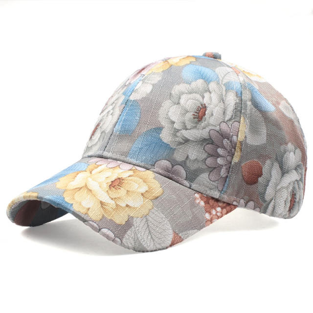 Flower print baseball cap