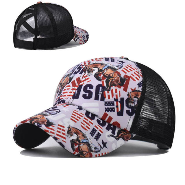 New equestrian performance printed mesh baseball cap