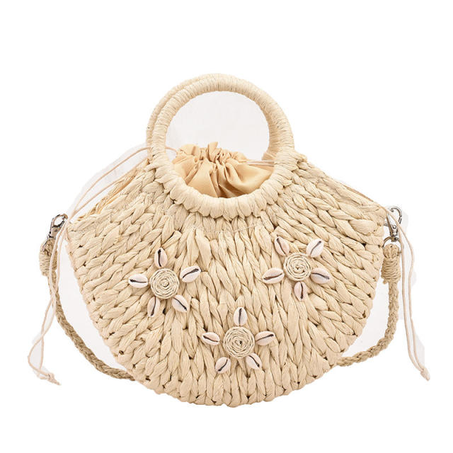 Summer shell accessory straw beach bag