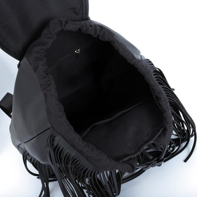 Korean casual soft leather tassel backpack