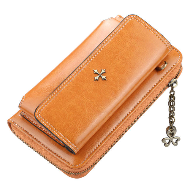 Solid color metal cross tassel crossbody bag purse