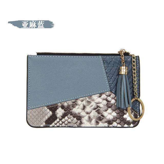 Double color matching snake pattern cowhide purse